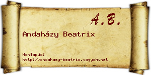 Andaházy Beatrix névjegykártya