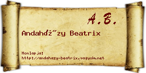 Andaházy Beatrix névjegykártya
