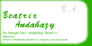 beatrix andahazy business card