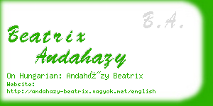 beatrix andahazy business card